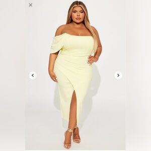 Elegant Yellow Off-Shoulder Dress